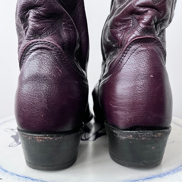 Dan Post Milwaukee Women’s Blackcherry Leather Embroidered Cowboy Boots Size 10 - Picture 8 of 12